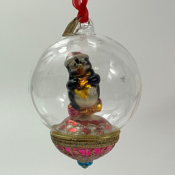 Christopher Paccioni Other - Thomas Pacconi Penguin Glass Dome Ornament Snowglobe Glitter 4.25" Vintage